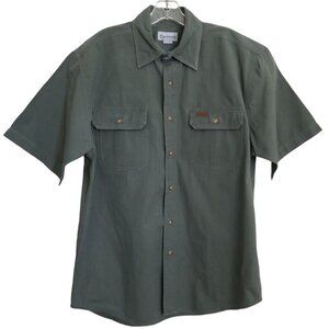 Carhartt Shirt Men's Medium Green Short Sleeve Button Up Cotton Size Medium